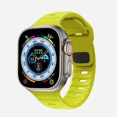 สายซิลิโคนสำหรับสายคาด Apple Watch อัลตร้า49มม. 44มม. 40มม. 45มม. 41มม. 42มม. 38มม. 44 45มม. สร้อยข้อมือ Iwatch Series 7 Se 3 4 5 6 8สายรัด