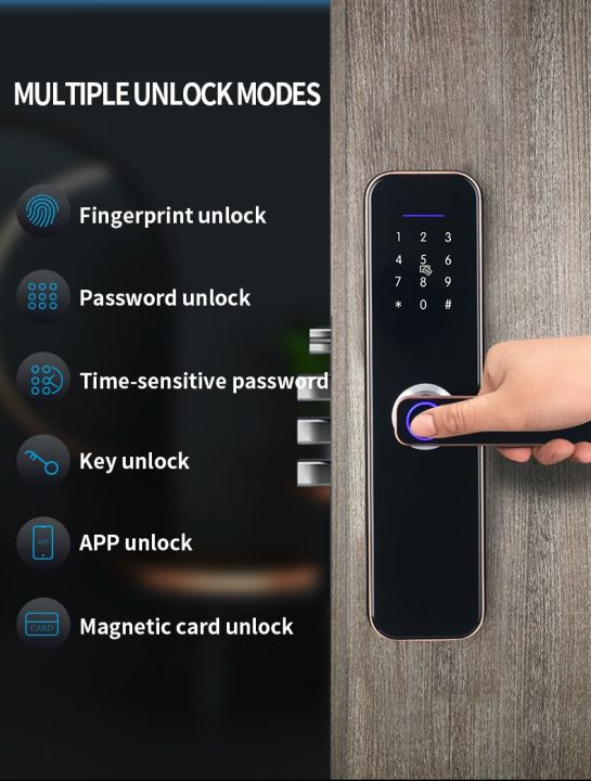 ล็อคประตูรหัสผ่านอัจฉริยะระบบรักษาความปลอดภัยด้วยลายนิ้วมือผ่านทางชีวภาพแอปอิเล็กทรอนิกส์ล็อคประตูกับบลูทูธจากระยะไกล