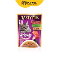 Whiskas วิสกัส อาหารเปียก แบบเพ้าช์ สำหรับแมวโต รสทะเลรวมมิตรและสาหร่ายวากาเมะในน้ำเกรวี่ 70 g