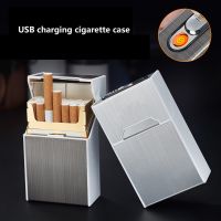 2-in-1 Cigarette Case USB Charging Box Charging Cigarette Windproof Lighter For Smoking Metal Cigarette Case Rechargeable Boxes Storage Boxes