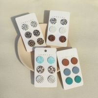 【YP】 3Pairs Colorful Leopard Dots Printed Round Stud Earrings for Korea Small Jewelry Gifts