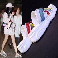 COD DSGRTYRTUTYIY Summer Slippers Women Flat Fashion i?ns Trendy Versatile Outer Wear Sandals Student Super Hot Beach