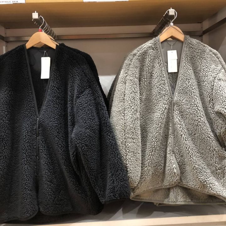 uniqlo-เสื้อแจ็คเก็ตคาร์ดิแกนแขนยาวผ้าฟลีซขนแกะเลียนแบบของผู้หญิงห้องลองเสื้อฤดูใบไม้ร่วงและฤดูหนาว449755