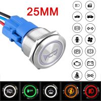 25MM Custom Waterproof Stainless Steel Metal Push Button Switch Icon Logo Car Boat Symbol Letters Digital LED Start Power Switch