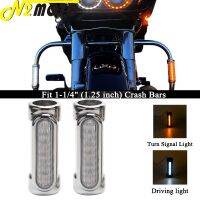 Barre de Crash d 39;autoroute chromée 1-1/4 quot;1.25 quot; LED DRL clignotant lumière de conduite commutateur pour Harley Touring Road Street Glide Victory