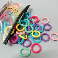 50pcs /set Girls 3cm Colorful Hair Rubber Bands Baby Scrunchies Pack Elasitic Hair Ties For Kids White Hair Rings Gum Headband Hair Accessories