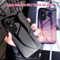 Oppo Reno 10 5G 10Pro 2023กระจกเทมเปอร์เคสโทรศัพท์สำหรับ Oppo Reno 10 9 Reno10 Pro 10Pro Reno10Pro + + + + บวก5G ปลอกกันกระแทกเคสประกบหลังแบบแข็งบางเฉียบ