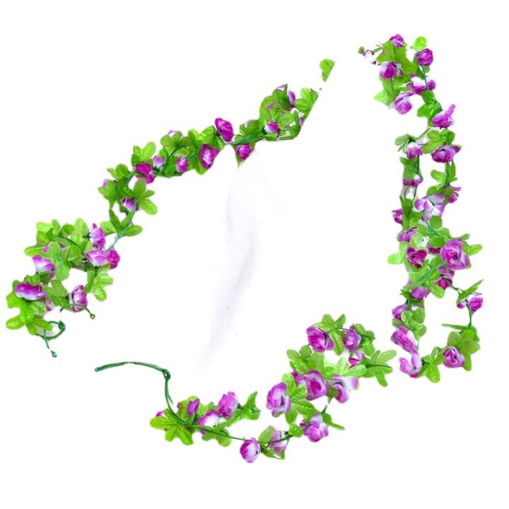 bunga-mawar-kecil-สีคู่จำลองเถาองุ่นดอกไม้ผ้าไหมตกแต่งท่อเครื่องทำความร้อนหลังคาดอกไม้ประดิษฐ์และพืชตกแต่ง