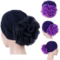 【YF】 2021 Fashion Muslim Cotton Hijab Caps Big Flower Turban Bonnet for Woman Wrap Head Inner Cap Hijabs Trendy Headdress