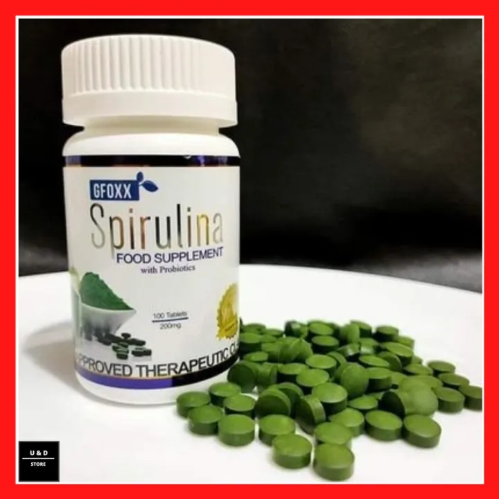 (1 Bottle w/ 100 tablets) Gfoxx Spirulina + Probiotics Food Supplements