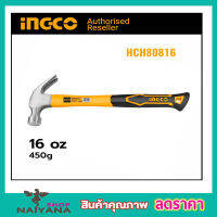 ด้ามไฟเบอร์ 450 กรัม (16 ออนซ์) รุ่น HCH80808 ( Claw Hammer )หัวฆ้อนหงอน ส่งฟรี ING CO ฆ้อนหงอน ค้อนหงอน 16oz ค้อนหงอน