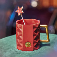 Starbuck Official Store แก้ว Starbuck Christmas Retro Red Rhomboid Cup With Stirring Bar Red And Green Series Companion Gifts Starbuck Tumbler Starbuck Mug