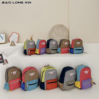 BAOLONGXIN กระเป๋าเด็กเล็ก,กระเป๋านักเรียนเด็กอนุบาลใหม่สไตล์เกาหลีสีตัดกันกระเป๋าสะพายขนาดเล็กเด็กน้ำหนักเบา