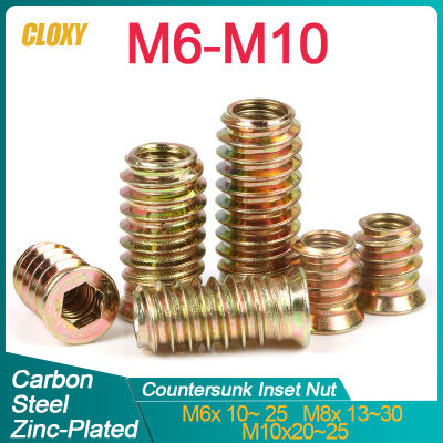 10/20 pcs M6 M8 M10 สังกะสีชุบด้ายเหล็กคาร์บอนสำหรับไม้ใส่ Nut Flanged Hex หัวไดรฟ์เฟอร์นิเจอร์ Nuts-Shop5798325