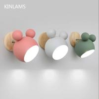 Modern Wall Lamps Cartoon Mickey Styling Coloful Wall Sconces Kitchen Restaurant Macaroon Decorative Bedside Lamp E27