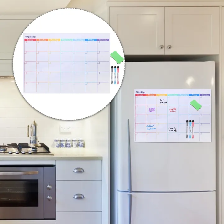 Planner Magnetic Fridge Calendar Monthly Weekly Whiteboard Erase Dry ...