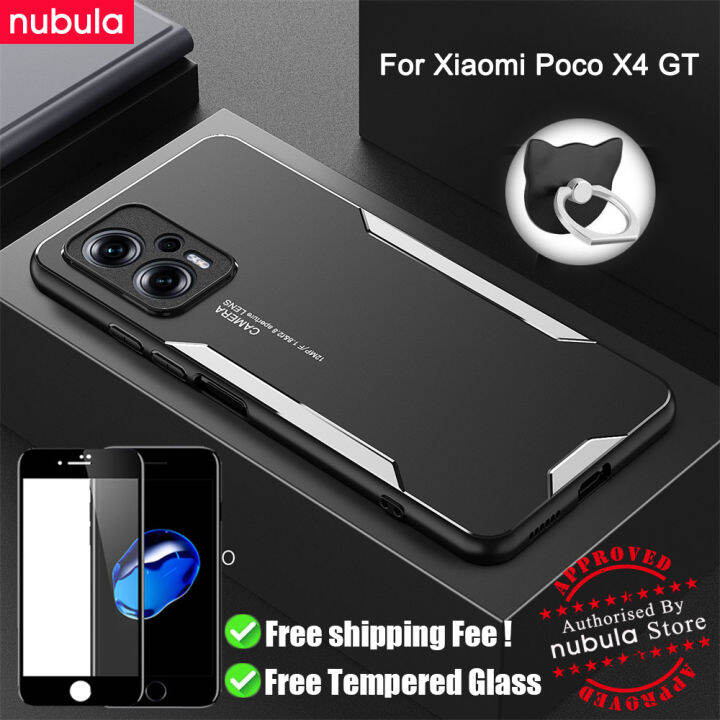 nubula-เคส-xiaomi-poco-x4-gt-6-6-นิ้วอะลูมินัมอัลลอยโลหะด้านฝาหลังกันรอยขีดข่วนเคสโทรศัพท์มือถือ-hp-poco-x4-gt-ที่ใส่แหวนฟรีกระจกนิรภัยป้องกันหน้าจอสำหรับ-xiaomi-poco-x4-gt