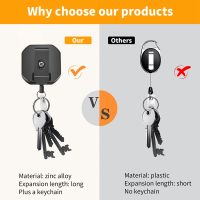 2 Pack Small Heavy Duty Retractable Badge Holders Reel, ID Badge Holders with Belt Clip Key Ring for Name Card Keychain