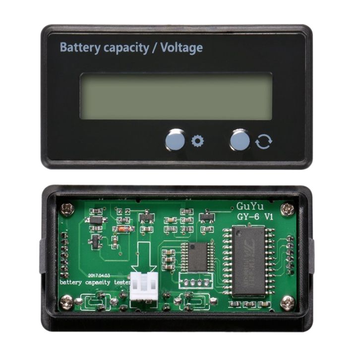 lcd-battery-capacity-monitor-gauge-meter-waterproof-12v-24v-36v-48v-lead-acid-battery-status-indicator-lithium-battery-capacity-tester-voltage-meter-monitor-green-backlight
