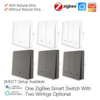 BOIO Tuya ZigBee สมาร์ทสวิทช์ผนังไร้สายไม่มีสายกลางไม่มีตัวเก็บประจุที่จำเป็นสมาร์ทชีวิต2/3วิธีทำงานไร้สายสวิทช์ควบคุมกับ Alexa Home 2Mqtt