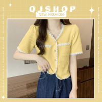 QJshop   พร้อมส่งในไทย? เสื้อผ้าผู้หญิง เสื้อผ้าแฟชั่น เสื้อคอวีแขนสั้นดีไซน์กระดุมด้านหน้า หวานกรุป ใส่เข้าวัดเข้าวาหคือจะใส่ไปไหนก็ได้ใส่ได้ทุกโอกาส บอกเลยห้ามพลาด⚡️