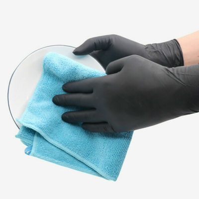 ถุงมือไนไตรแบบใช้แล้วทิ้ง สีดำ ป้องกันการลื่นถุงมือทำงานครัวสวนกลศาสตร์ถุงมือถุงมือสบาย ถุงมือไนไตร ไซต์ S/M/L/XL 100ชิ้น/กล่อง