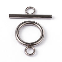 304 Stainless Steel Ring Toggle Clasps Stainless Steel Color Ring: 19x14x2mm Bar 20x7x2mm Hole: 3mm