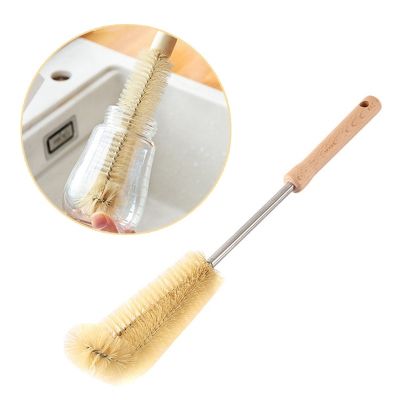 Cleaning Brush Whit Long Wooden Handle/Bendable Nylon Bristles Brush for Baby Bottle/Kitchen Coffee Tea Glass Cup Cleaning Tools