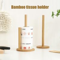 ┋❁ Bamboo Wood Toilet Paper Holder Roll Paper Standing Organizer Bathroom Hanger Tissue Rack Kitchen Towel Hook Fresh-Keeping Film