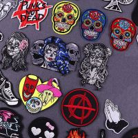 Punk Girl Skull Embroidered Patches For Clothing Thermoadhesive Patches Hippie Clown Iron On Patches On Clothes Sewing Skeleton