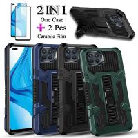 2 IN 1สำหรับ OPPO F17 Pro Reno 4F Reno 4 Lite OPPO A93เคสโทรศัพท์เกราะสีทึบเคสแข็งกันแรงกระแทกมีหน้าจอเซรามิกสองชิ้น