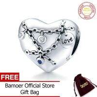 BAMOER 925เงินสเตอร์ลิงเคลือบหัวใจพร้อม Link Charm สำหรับต้นฉบับสร้อยข้อมือเงิน Link เครื่องประดับอย่างดีทำ SCC1538