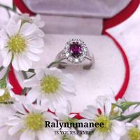 S6401 แหวนพลอยโกเมนแท้ ( Rhodolite ) เฉดสีโรโดไลต์ ตัวเรือนเงินแท้ 925 ชุบทองคำขาว มีไซส์ 45-64 แจ้งไซส์แหวนก่อนสั่งซื้อนะคะ