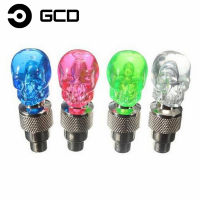 GCD 2 ชิ้นกะโหลกกระพริบ LED วาล์วหมวกแสงนีออนล้อพูดยางยางรถจักรยานยนต์