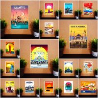 แม่เหล็กติดตู้เย็น ตุรกี อิสตันบูล ขนาด 2 × 3 นิ้ว ของแต่งบ้าน Fridge magnet Turkey Istanbul Vintage Souvenir 2x3 inch รับสั่งทำผลิต Made to order