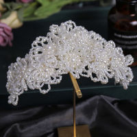 Simulasi Mutiara Bunga Tiaras Headbands Perkahwinan Pengantin Hairbands Perak Warna Wanita Ketua Perhiasan Baremas Mewah