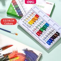 {KUT Department Store} Deli หลอดวาดภาพสีน้ำชุดสี24/18/12สีอะคริลิคอุปกรณ์การเรียน5มิลลิลิตร/ชิ้น