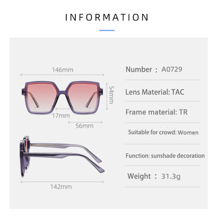 กล่อง-kateluo-a0729แว่นตากันแดด-polarized-ผู้หญิง-tr90ขนาดใหญ่สแควร์-gradient-เลนส์กระจก-travel-กระจกบังแดด
