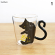 Fuchun แก้วมีหูจับหางแมวถ้วยแก้วน้ำ,อุปกรณ์กาแฟชานมเครื่องดื่มแก้วน้ำผลไม้ผลไม้