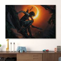 Tomb Raider Canvas Painting Art Poster Lara CROFT WallArt Deco Painting Big Wall Draw Doodle Turning Blanket VideoGame Wallpaper