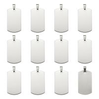 50pcs Stainless Steel Tag Metal Stamping Blank Tags with Snap on Bail for Charm Pendant Jewelry DIY Making Polished