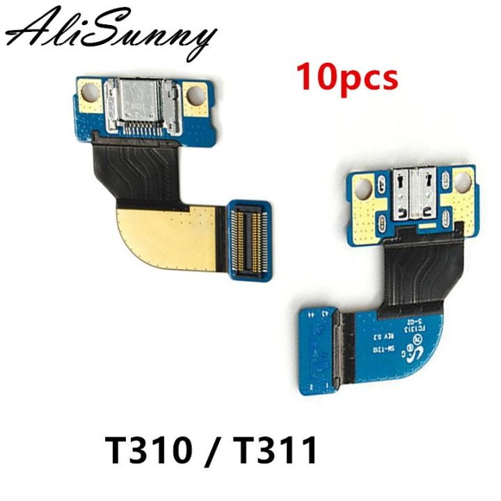 Alisunny สายเคเบิ้ลยืดหยุ่นสำหรับชาร์จ10ชิ้นแท็ปซัมซุง3 T310 T311 Tab3 8.0แท่นชาร์จแท่นชาร์จ Usb อะไหล่ซ่อมแซมชิ้นส่วนเชื่อมต่อ