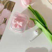 [SOSO 3C accessories] เกาหลีน่ารัก3D ลูกอมสีโบว์ไล่โทนสีล้างหูฟังกรณีสำหรับ Airpods 1 2 Pro หยักชายแดนป้องกันปกอ่อน3