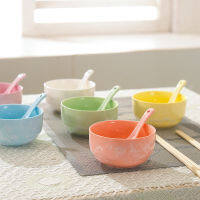 pattern Ice Flower Colorfule Ceramic Bowls Porcelain Rice Soup Dessert Noodle Bowl Spoon Dinner Tableware drop shipping