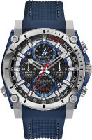 Bulova Mens Precisionist Chronograph Watch Blue Polyurethane Strap Precisionist Chronograph