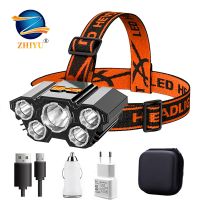 5 Led Strong Headlight Super Bright Head-Mounted Flashlight Usb Rechargeable Built-in Battery Outdoor Rechargeable Night Fishing