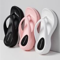 【CC】♠  Slippers Beach Flip Flops Female Platform 2023 Outdoor Slides Seaside Sandals Shoes