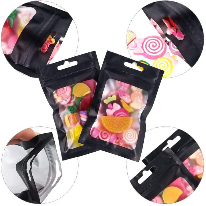 cocute-50100pcs-in-bulk-makeup-resealable-bag-holographic-pouch-black-packaging-pouch-cosmetic-bags