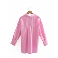 Wholesale Loose Solid Color Long Sleeve Poplin Shirt 2180