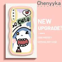 Chenyyka เคสสำหรับ Samsung A7 2018 เคสการ์ตูตูนน่ารัก ฉลามใหม่มาการองคอลอร์ลอนนิ่มเคสมือถือกันกระแทกใสสุดสร้างสรรค์เคสโปร่งใส กล้องถ่ายรูปซิลิกาเจลป้องกัน